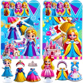 ZHOC Magnetic Dress Up Dolls for Girls, Princess Cute & Sweetheart Magnet Dolls Dress Up Kits, [2 Pack] Travel Game Car Road Trip Airplane Activity Toys Birthday Gifts for Toddler Girls Ages 3-8