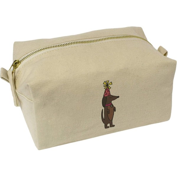 'Dachshund Party 'Lou'' Canvas Wash Bag/Makeup Case (CS00037717)