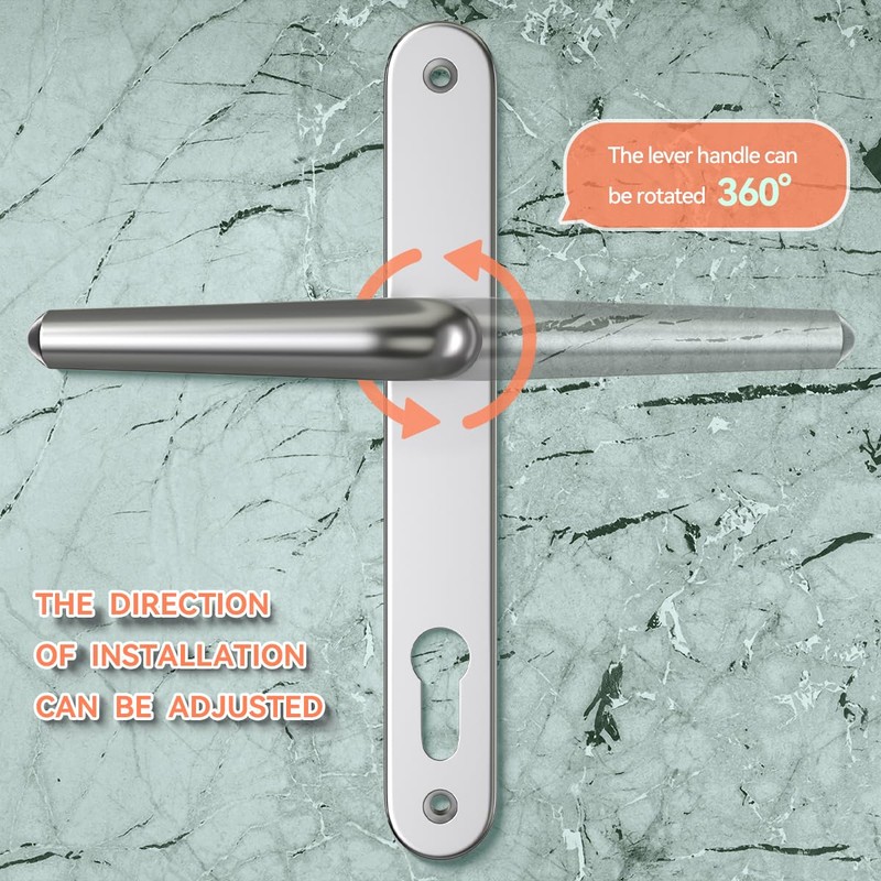 Bwintech 1 Set Satin Nickel UPVC Door Handle Set Stainless