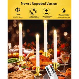 YAUNGEL Window Candles, 10 Pack LED Battery Operated Christmas Candles for Windows with Remote Timer Electric Flameless Candle Lights with Candle Holders Suction Cups for Christmas Decorations