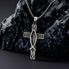 ROMANTICWORK Cross Necklace for Men 925 Sterling Silver Christian Fish