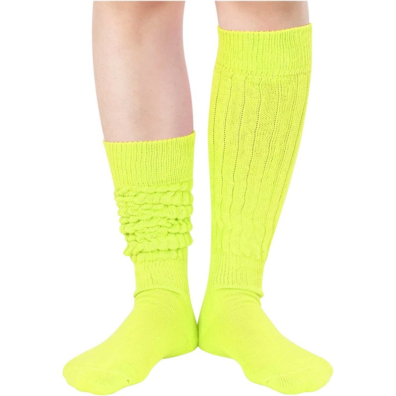 sockfun Neon Green Socks Slouch Socks Women, Slouchy Scrunch Scrunchy