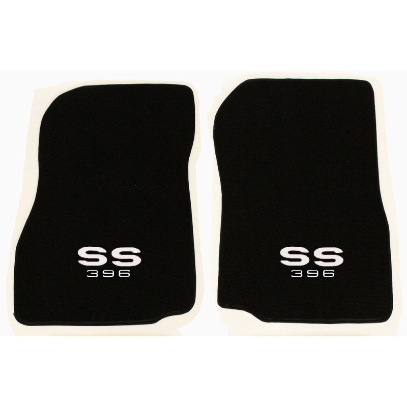 AFM NEW! 1968-1972 CHEVELLE Floor Mats Black Carpet Embroidered Silver