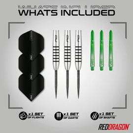 Red Dragon Featherlite 9: 19g - 80% Tungsten Steel Darts with Flights, Shafts
