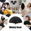 Hand Fan Folding, 2 Pcs Black Silk Fabric Hand Fans,