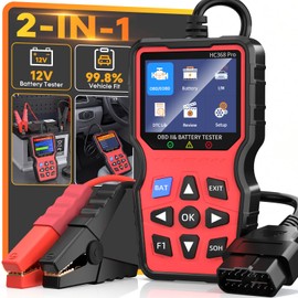 Easy to Use 2-in-1 OBD2 Scanner with Battery Tester: 1S Read & Clear Check Engine Codes + Test Battery in Mins - DIY Car Diagnostic Tool with Cold Cranking Amps for Pre-Trip Safety on 1996+ Vehicles