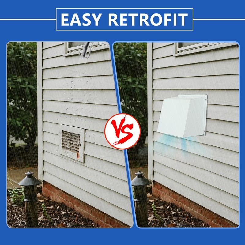8 Inch Hooded Wall Vent with Screen and Damper, Metal