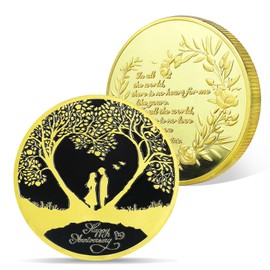 AtSKnSK Anniversary Coin for Him or Him Happy Anniversary Coins Romantic Love Chip for Wife Husband Unique Wedding Anniversary Love Gifts (Love Flower)