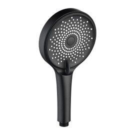 MCADYS Hand Shower Head Black with 3 Jet Types, Water-Saving Shower Head 9 l/min, Round Shower Head (Diameter 110 mm) with Anti-Limescale Function