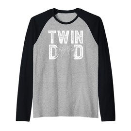 Mens Twin Dad Of Twins Proud Twin Father Of Twins Raglan Baseball Tee