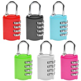 Pack of 6 Padlock Combination Lock, 4 Digit Padlock with Combination Code, Lock with Combination Code Made of Metal, Weatherproof, Combination Lock, Small Padlock for Lockers, Gate, Fence, 6 x 3 x 1.5