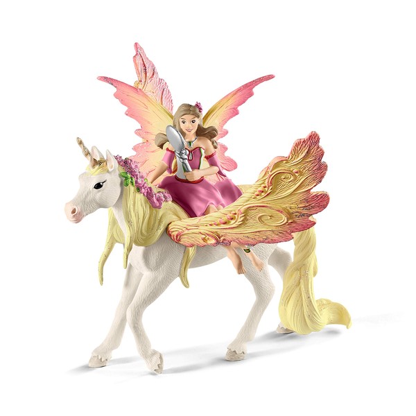 Schleich bayala Fairy Feya and Pegasus Unicorn Figurine Playset - Realistic Enchanting Fantasy Magical Fairy and Unicorn Figurine Imagination Playtime Toy Set for Boys and Girls, Gift for Kids Age 5+