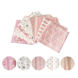 Quilting Fabric 8pcs 20" x 20" (50cm x 50cm) Pink Fat Quarter Natural Cotton Craft Fabric Bundle Patchwork Pre-Cut Quilt Squares for DIY Sewing Scrapbooking Quilting Dot Pattern