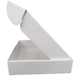 iDEALS UK PACKAGING LTD white cardboard folding lid self lock postal boxes 236 x 196 x 47mm small parcel/packet mailing with tuck-in flaps - flat packed easy to assemble (1)
