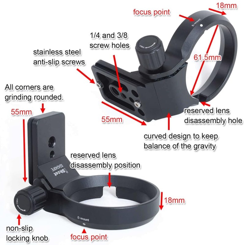 iShoot Ring Tripod Mount, Tripod Mount Ring, Lens Support Collar,
