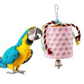 Dnoifne Extra Large Bird Chew Toy, Parrot Beak Whetstone with Bells Bird Cage Accessories Cage Toy for Cockatiel Budgie Parrot Goat Parakeet Rat Hamster Chinchilla