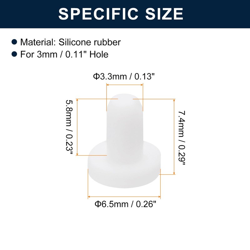 uxcell 32 Pieces White Rubber Stopper, 3.3mm Plug Holes for