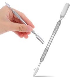 Nagelhautschieber mit Doppelkopf Edelstahl Nagelhautentferner 2-in-1 Gebogen Und Meißelförmig Nagelhautschieber für sichere Maniküre im Salon Nagelschaber Cuticle Pusher