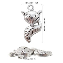 Honbay 100PCS Alloy Fox Charms Pendant Antique Silver Plated Animal Jewelry Findings for DIY Necklace Earring Bracelet Keychain Craft Making