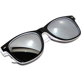 OWL Fashion Retro Vintage Two -Tone Sunglasses Mirror Lens White and Black Mirror Lens UV 400