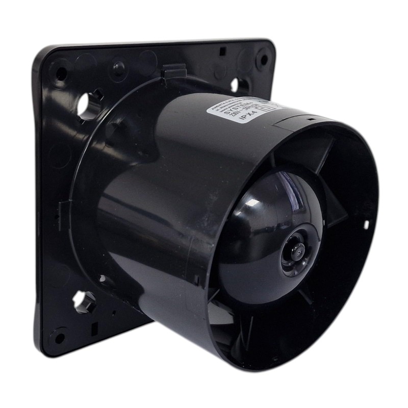 Modern Black Bathroom Extractor Fan, 100mm, 75m³/h Flow Rate, 26dB,
