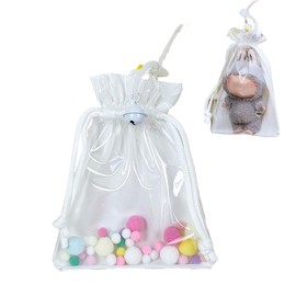 Clear Figure Display Bag, Portable Dustproof Doll Protective Cover, Hanging Display Drawstring Bag(Doll Not Included) (White)