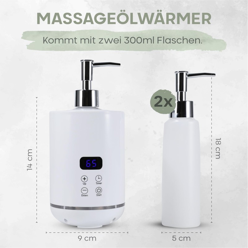 Massage Oil Warmer, 250 ml Plastic Bottle (2x), Fast Heating