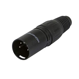 Monoprice 5-Pin Male DMX Connector - Black, Anodized Aluminum With A Plastic Cap, Rubber Strain Relief Boot, and Three Solder Cup Connectors