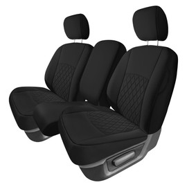 FH Group Custom Fit Seat Covers Compatible with Dodge Ram 1500 2009-2018 & Ram 1500 Classic 2019-2025 Front Set Seat Covers for RAM Pickup (3 Front Seats), Ultraflex Neoprene Truck Seat Covers, Black