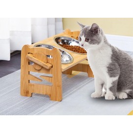 Premium Adjustable Elevated Dog Bowl Stand with Stainless Steel Cat and Dog Bowls - Ergonomic Raised Design for Medium Pets and Large Breeds, Perfect Elevated Feeding Solution