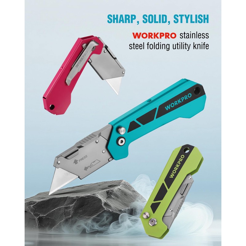 WORKPRO Folding Utility Knife, Mini Box Cutter with Quick Open