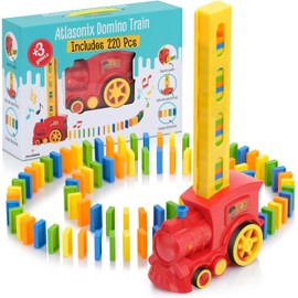 220 Dominoes Train Set boys girls birthday toy creative gifts for ages 3 4 5 6 7 8 9 10 montessori domino machine automatic rally setter auto block toys experience laying stacker game colorful tracks