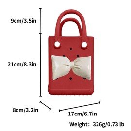 Lopqix Mini Rubber Beach Bag, X Small Beach Tote, Lightweight Washable Tote for Beach Pool Travel (Red3)