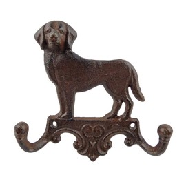 Cast Iron Dog Wall Hook – Rustic Brown Leash, Key, Towel or Coat Hanger – Single Dog Design