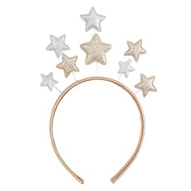 HFMYGS Christmas Glitter Star Headband, Glitter Stars Silver Gold Headband for Women Girls, Christmas Hair Accessories Hair Band, Christmas Party Hair Bands for Women, Christmas Festival
