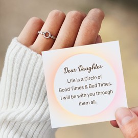STORYJEWELLERY Daughter Ring, Daughter Gift, 925 Sterling Silver Rings For Daughter, Circle Ring for Daughte, Pavé Open Circle Ring For Daughter, Gifts for Daughter (US size 07)