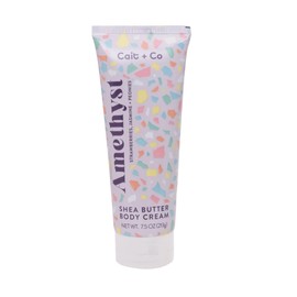 Cait + Co Moisturizing Body Cream Lotion, Nourishing Skin Care, 7.5 Ounce Shea Butter, Strawberry and Jasmine Scent, Amethyst