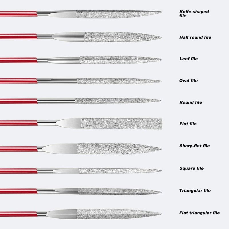 10 Pack Diamond Files Set, Mini Needle Jewelry File, Carbon