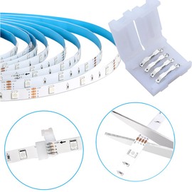 10 Packs 4 Pin LED Light Strip Connectors, 10mm Unwired Connector Accessories for DIY SMD 5050/3528 RGB LED Strip Light 12V and 24V, LED Connector Adapter