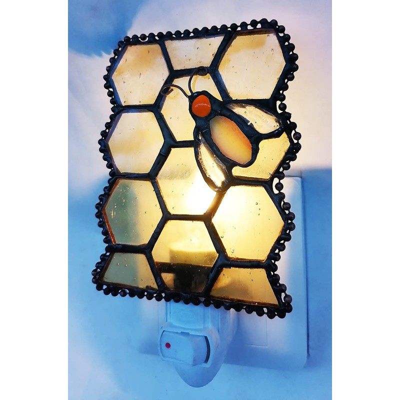 HUIMEIJU Tiffany Glass Night Light for Bedroom, Study, Aisle