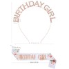 CHTENG Colorful Birthday Girl Sash and Tiara Rhinestone Crown Headband