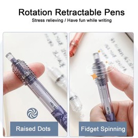 Archic Retractable Black Gel Ink Pen Rotary Ballpoint Pens Fine 0.5mm Pack of 6 Colors