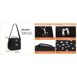 Generic Lunch Bag Lunch Box for Women Men Reusable Insulated Lunch Tote Bag,Leakproof Thermal Cooler Sack Food Handbags Case High Capacity forTravel Work Picnic- Black (black), Large size