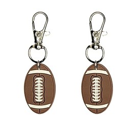 Football Zipper Charm Set of 2 Badge Reel Accent Purse Collar Charm