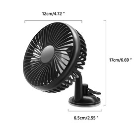 Riloer Car Fan, ABS Car Fan, Car Single Head Fan with 3 Blades, Car Fan with Suction Holder or Headrest Holder
