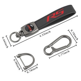 SCOXRXC 2 PCS Black and Red Leather Car Metal Key Chain For Compatible with Chevy Camaro RS Cars Keyring Accessories