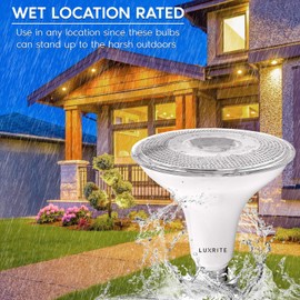 LUXRITE 4 Pack PAR38 LED Outdoor Flood Light Bulbs, 120W Equivalent, 1250 Lumens, 2700K Warm White, 15W Dimmable, Indoor Outdoor Spotlight Bulb, Wet Rated, E26 Standard Base, UL Listed