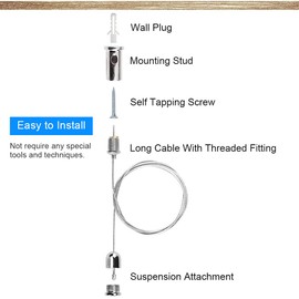 BUZIFU 8 PCS Ceiling Light Hanging Line Panel 1 Meter LED Panel Light Suspension Systems Kit Light Suspension Cables Kit Pendant Light Fitting for Ceiling LED Panel Light Aquarium Lights Pendant