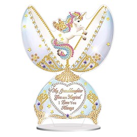 hospitian DIY Diamond Desktop Decoration Unicorn, Crystal Diamond Art Painting Desktop Decorations Single Side, Diamond Decoration Suitable for Adult Beginners Home Office Decoration Crafts Gifts