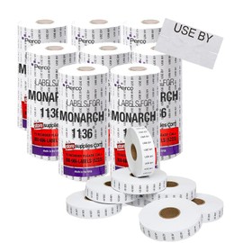 Perco "USE by" Labels for Monarch 1136 Price Gun – Case of 8 Sleeves, 112,000 Marking Labels Value Pack